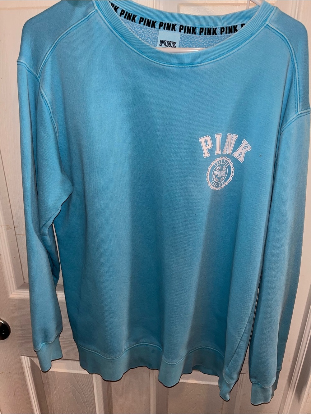 PINK Victoria's Secret Crewneck Size Small Oversized Sky Blue Sweatshirt